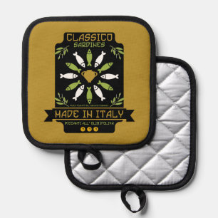 Italian Sardines Art Print Kitchen Gift Pot Holder