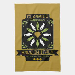 Italian Sardines Art Print Kitchen Gift Tea Towel