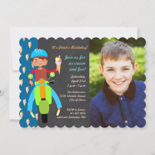 Italian scooter Birthday  Party photo invitation