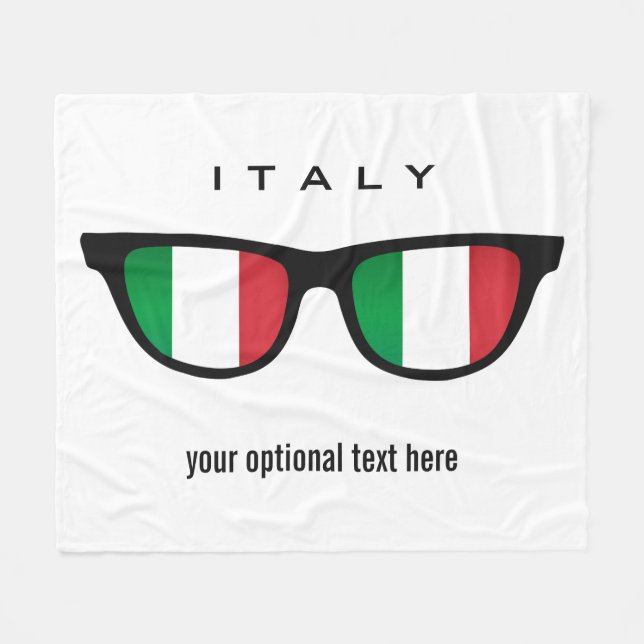 Italian Shades custom text & colour fleece blanket (Front (Horizontal))