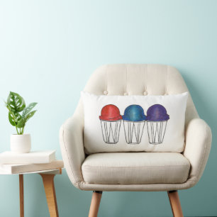 Italian Shaved Water Ice Snowcone Snowball Lumbar Cushion