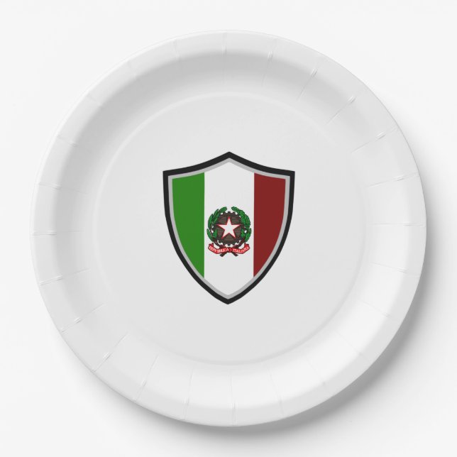 Italian shield flag-emblem paper plate (Front)