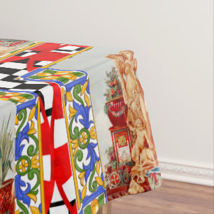 Italian, Sicilian art. maiolica, tiles, baroque ar Tablecloth