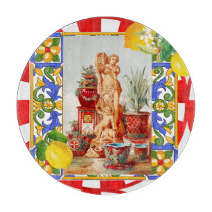 Italian,Sicilian art,maiolica,tiles,baroque art Cutting Board