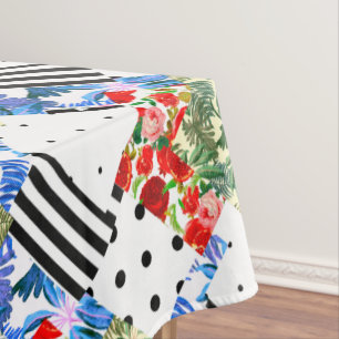 Italian,Sicilian art,patchwork,summer Flowers  Tablecloth