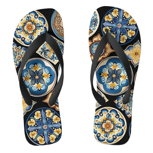 Italian Sicilian Ceramic Pattern Thongs (Footbed)