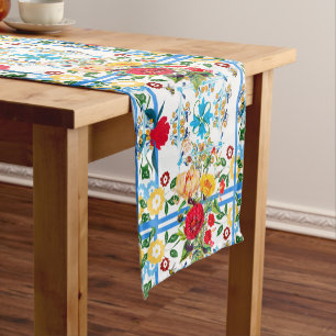 Italian,Sicilian,floral,majolica pattern Short Table Runner