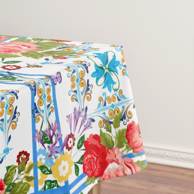 Italian,Sicilian,floral,majolica pattern     Tablecloth (In Situ)
