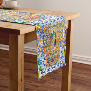 Italian,Sicilian,holy Mary,Virgin Mary,maiolica Short Table Runner