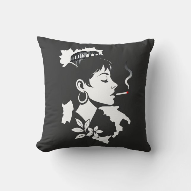 Italian Soul: Minimalist Rome Colosseum & Italy Ma Cushion (Front)