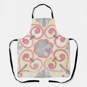 Italian Spanish Majolica Pink Floral Watercolor Apron