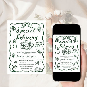 Italian Special Delivery Whimsical Baby Shower Invitation