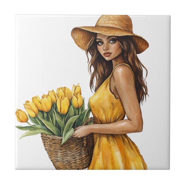 Italian Spring Clipart Ceramic Tile (Front)