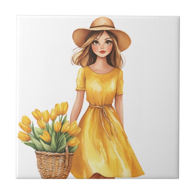 Italian Spring Clipart Ceramic Tile (Front)