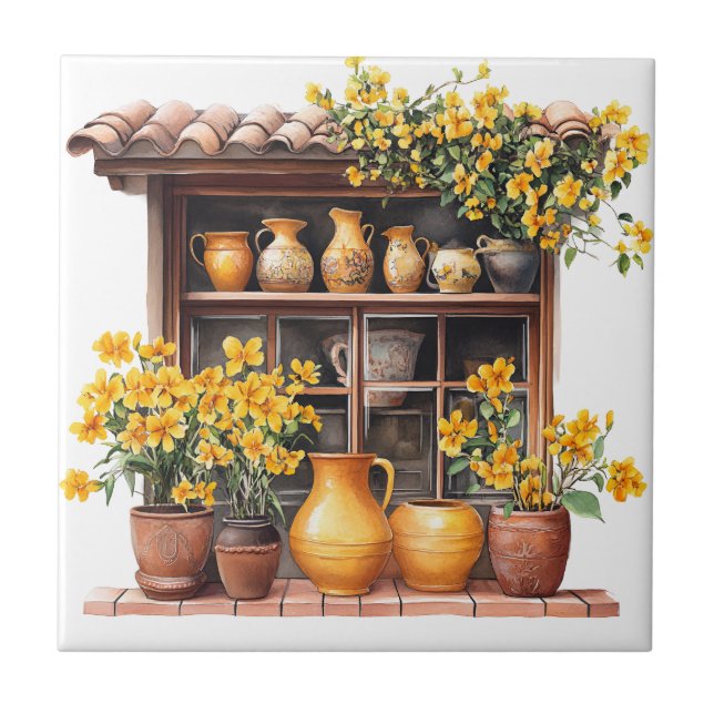 Italian Spring Clipart Ceramic Tile (Front)
