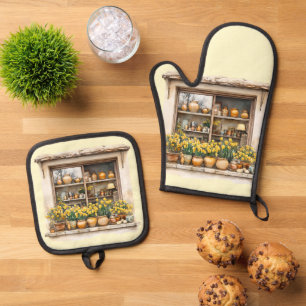 Italian Spring Clipart Oven Mitt & Pot Holder Set