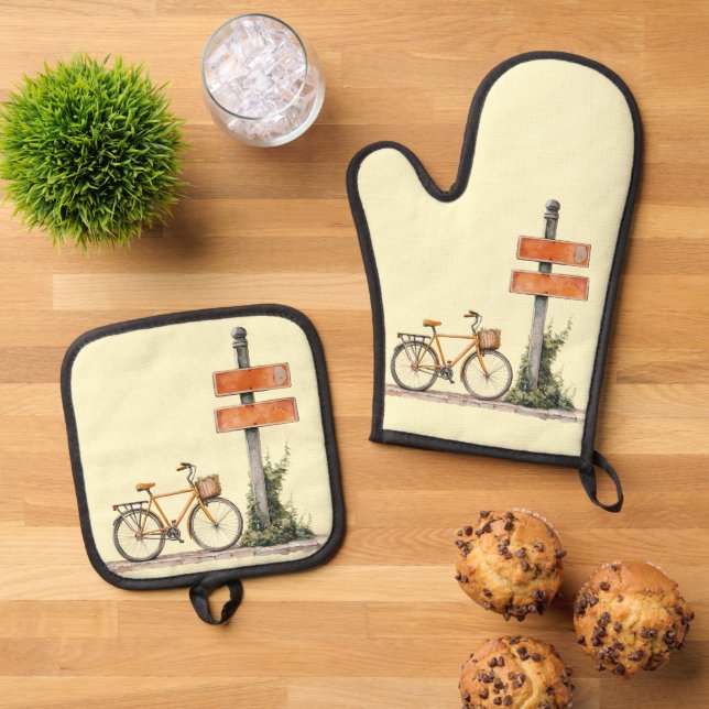 Italian Spring Clipart Oven Mitt & Pot Holder Set (Top Down)