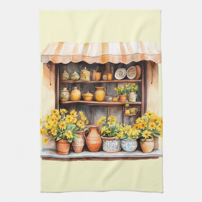 Italian Spring Clipart Tea Towel (Vertical)