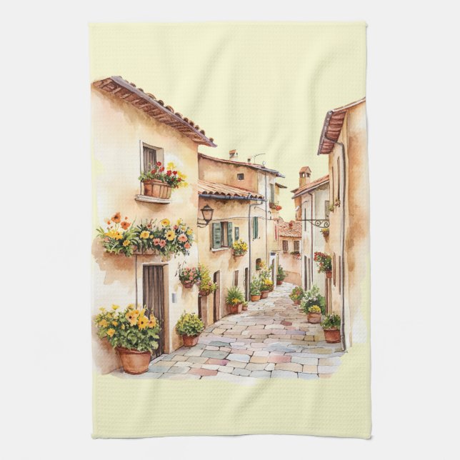 Italian Spring Clipart Tea Towel (Vertical)