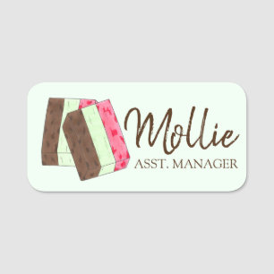 Italian Spumoni Gelato Tricolor Ice Cream Name Tag