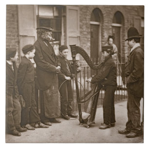 Italian Street Musicians, from 'Street Life in Lon Ceramic Tile