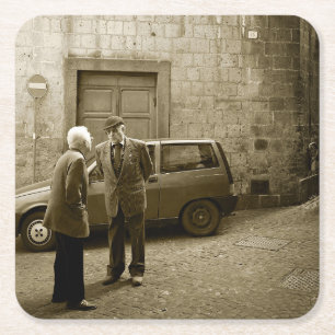 Italian street scene in sepia coaster