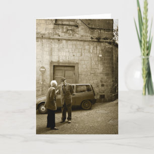 Italian street scene in sepia greeting card
