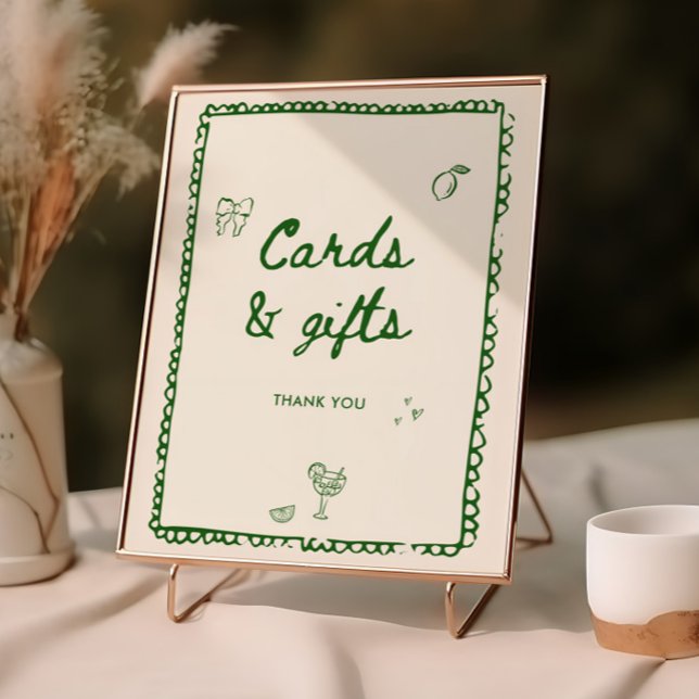 Italian Style Green Hand Drawn Cards and Gifts Poster (Creator Uploaded)