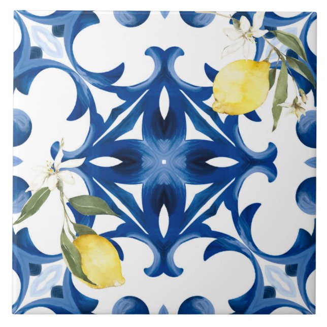 Italian style,mediterranean,majolica,lemon, ceramic tile (Front)