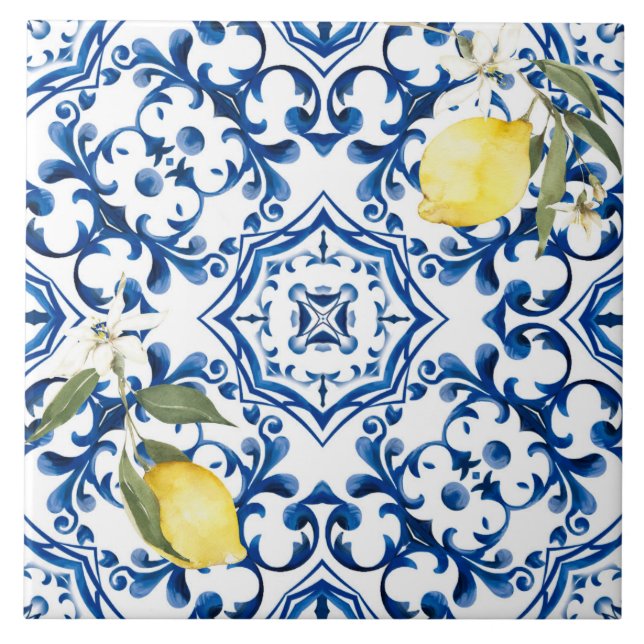 Italian style,mediterranean,majolica,lemon, ceramic tile (Front)