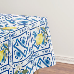 Italian style,mediterranean,majolica,lemon, tablecloth