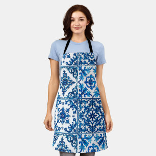 Italian style,Mediterranean,mosaic,blue, Apron