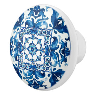 Italian style,Mediterranean,mosaic,blue, Ceramic Knob
