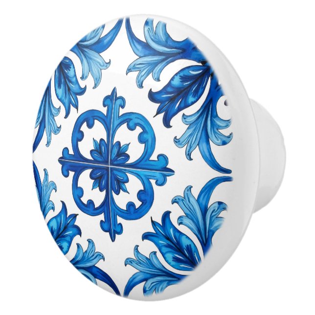 Italian style,Mediterranean,mosaic,blue, Ceramic Knob (Right)
