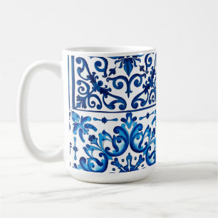Italian style,Mediterranean,mosaic,blue, Coffee Mug