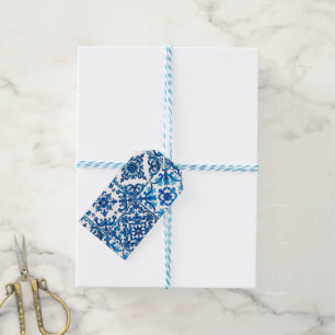 Italian style,Mediterranean,mosaic,blue, Gift Tags