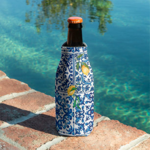 Italian style,Mediterranean,mosaic,blue,lemon, Bottle Cooler
