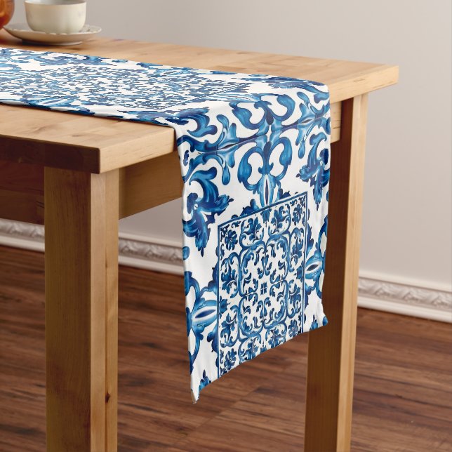 Italian style,Mediterranean,mosaic,blue, Medium Table Runner (In Situ)