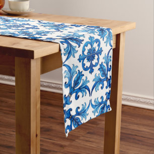 Italian style,Mediterranean,mosaic,blue, Medium Table Runner