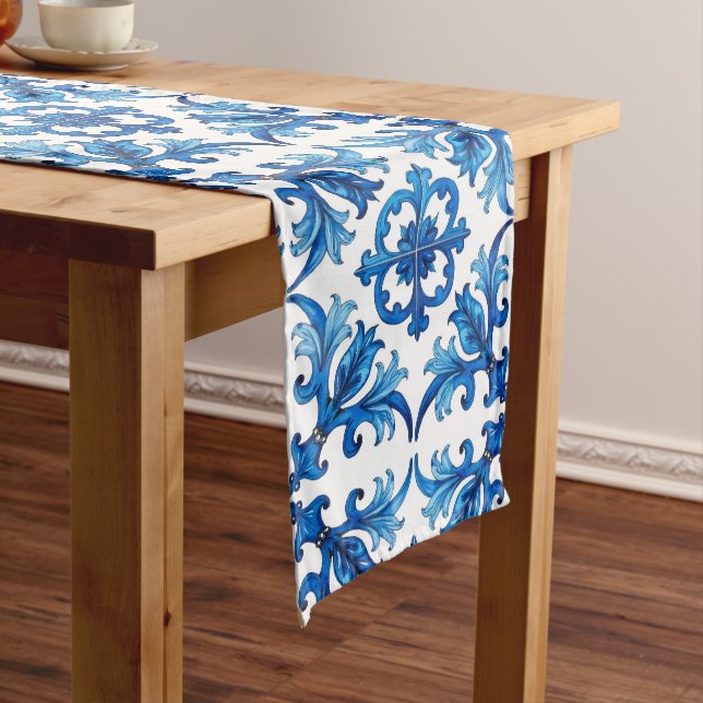 Italian style,Mediterranean,mosaic,blue, Medium Table Runner (In Situ)