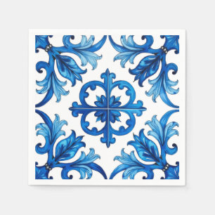 Italian style,Mediterranean,mosaic,blue, Napkin
