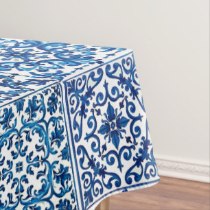 Italian style,Mediterranean,mosaic,blue, Tablecloth