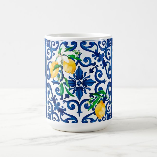 Italian style,mosaic,blue,lemon, coffee mug (Center)