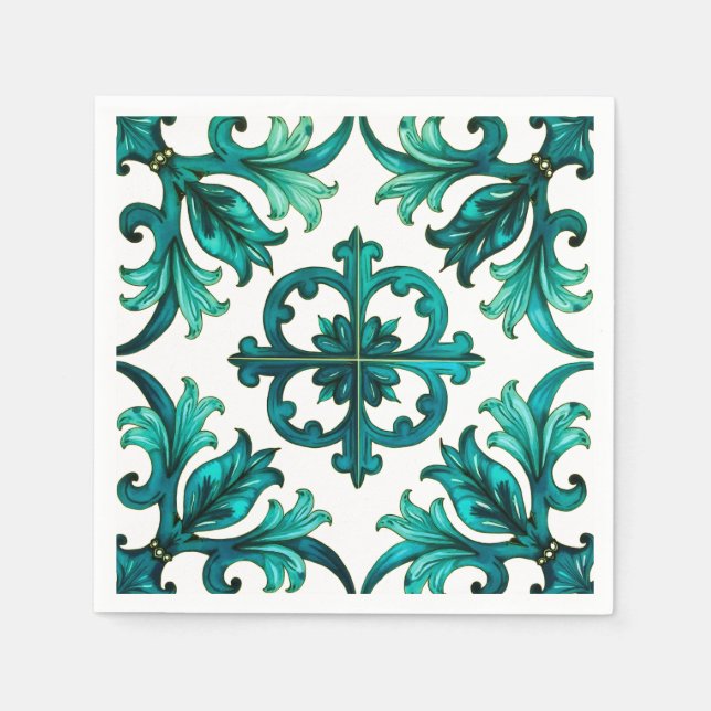 Italian style,mosaic,green  napkin (Front)