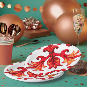 Italian style,mosaic,red paper plate