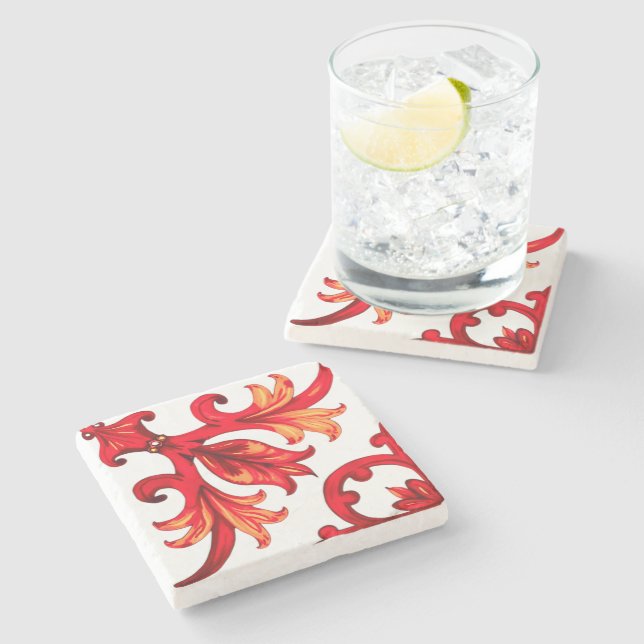 Italian style,mosaic,red stone coaster (Side)