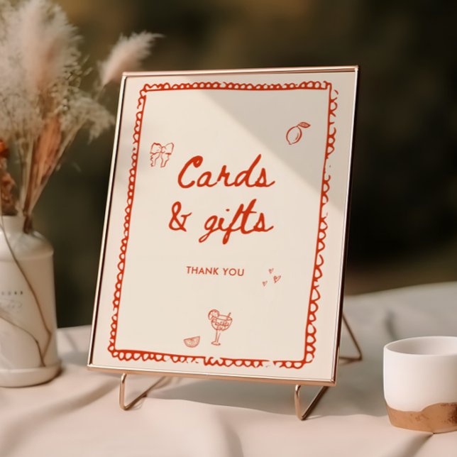 Italian Style Orange Hand Drawn Cards and Gifts Poster (Creator Uploaded)