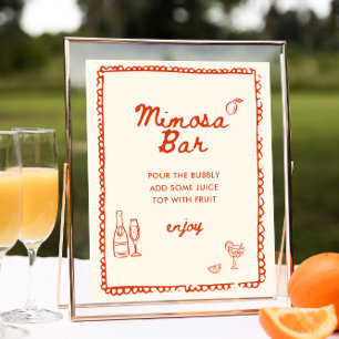 Italian Style Orange Hand Drawn Mimosa Bar Poster