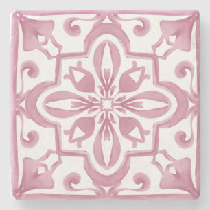 Italian style,pink,mediterranean tiles, stone coaster