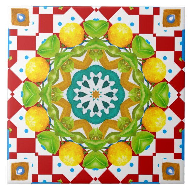 Italian style,tiles,majolica All-Over Print Ceramic Tile (Front)